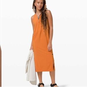 Lululemon Lab Sarala Dress In True Tangerine Size Large Sleeveless